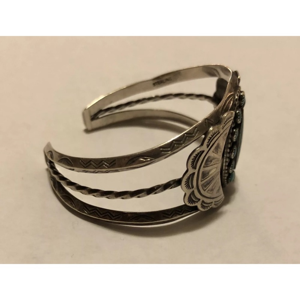Vintage silver turquoise concho cuff bracelet - Picture 8 of 8